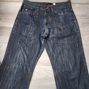 Vintsge‎ ROCAWEAR Blue Jeans Size 36 Original Fit Wide Leg Embroidered  Y2K